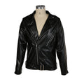 chaqueta de cuero premium con cuello alto y diseño patchwork para moto