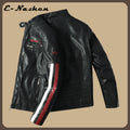 chaqueta deportiva de cuero para motociclista con diseños bordados