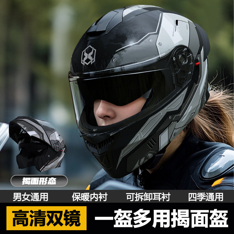 casco de motocicleta premium con doble visor