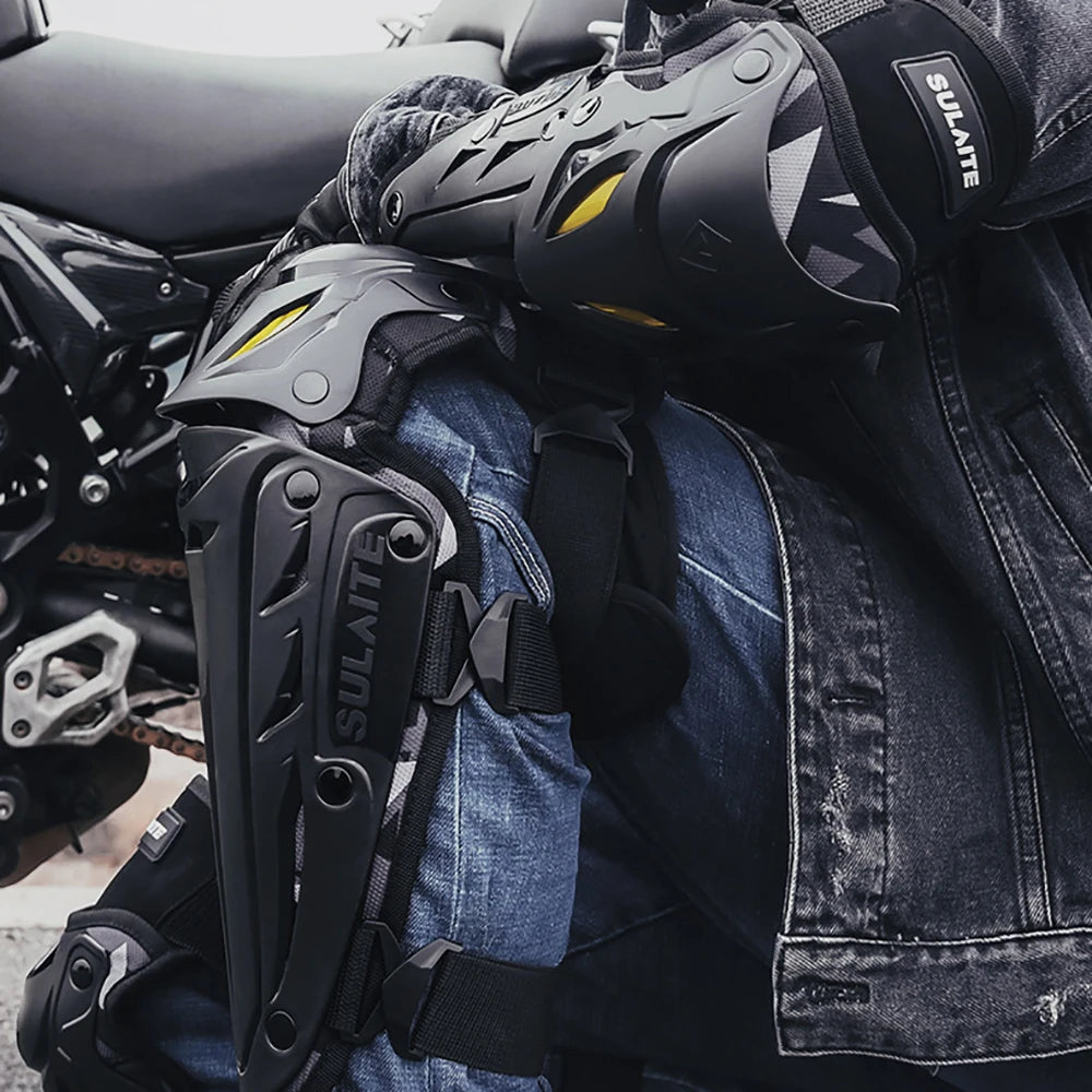 rodilleras y coderas para motocicleta ,equipo de proteccion ajustable para conduccion de motocross al aire libre  almoadillas anticaidas  para codos y rodillas  equipo de moto