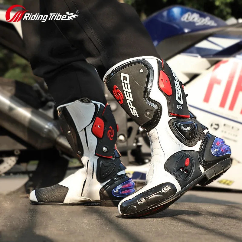 botas largas de motocicleta para motocross , botas de carreras profecionales  para rally de campo traviesa Zapatos para conductor  de moto o ciclista , Equipo de proteccion B1001