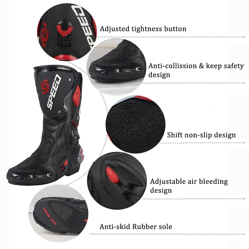 botas largas de motocicleta para motocross , botas de carreras profecionales  para rally de campo traviesa Zapatos para conductor  de moto o ciclista , Equipo de proteccion B1001